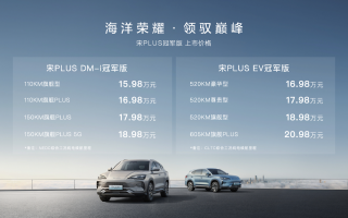 售价15.98万元起 比亚迪推出宋PLUS冠军版